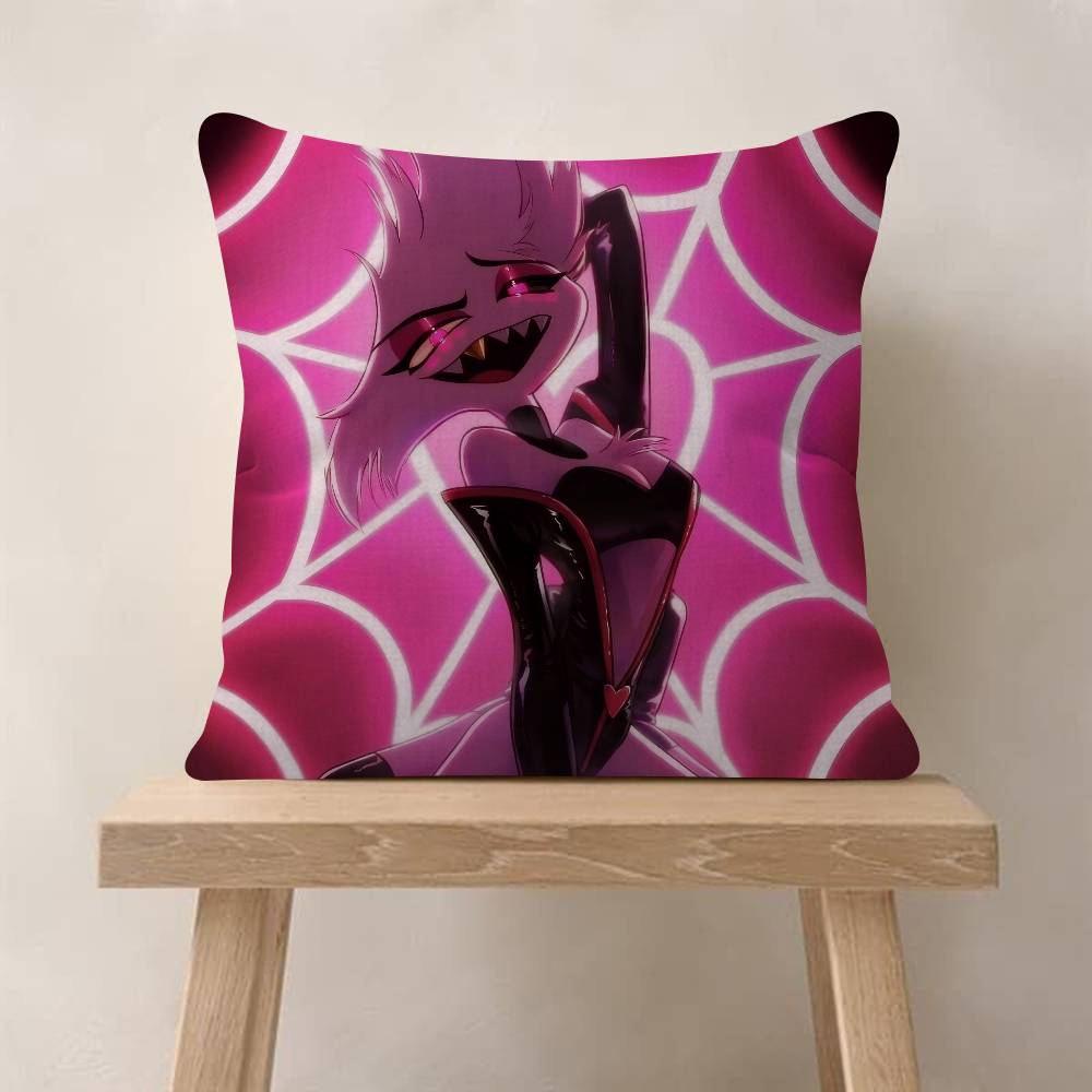 Anime Hhazbin Hhotel Angel Pillow Covers Cartoon Sofa Decorative Home Doublesided Printing Short Plush Cute Cushion Cover