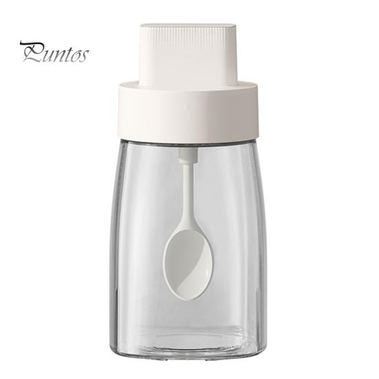 Sticla de condiment de sticla Recipient de condimente cu capac de lingura Inel de etansare Dozator transparent de miere rezistent la umiditate Depozitare alimente Accesorii de bucatarie