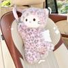 Car Tissue Box Pink Leopard Print Cat Tissue Plush Doll Car Tissue Box Cute Cartoon Car Hanging Drawing Box Universal