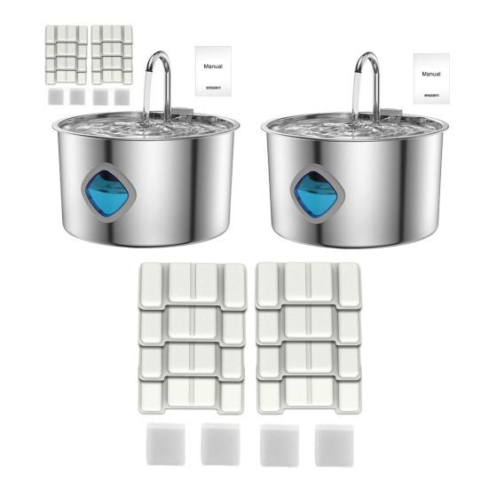 3.2L Dog Water Fountain Stainless Steel Pet Water Fountain Automatic Water Dispenser with Window Quiet Quadruple Purification Fountain for Dogs And