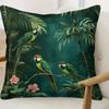 1Pc Decorative Pillowcase Parrot Tropical Plants, Flower Pattern Pillowcase For Bedroom Living Room Cushion Cover