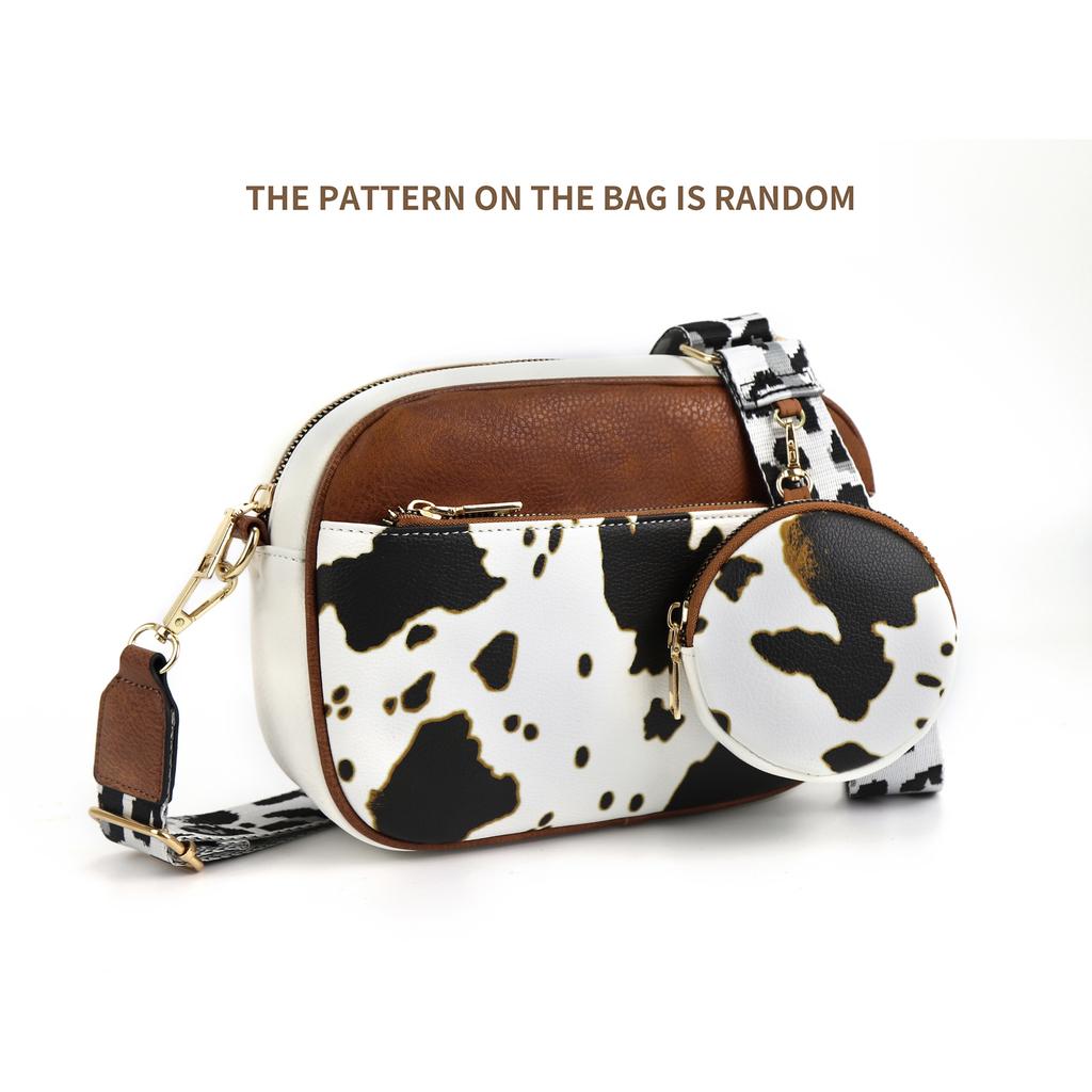 Premium Texture Large Capacity Multi Clip Women's Medium Crossbody Handbag with Adjustable Guitar Strap