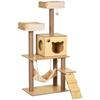 Cat Tree Contemporary Design Scratching Posts Scratchers Natural Sisal Condo Platforms Hammock Ball Particle Board Beige