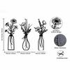 3 Pieces Set Metal Material Metal Flowers Wall Art 3D Vase Design 3D Flower Vase Boho Farmhouse Wall Stickers Bathroom