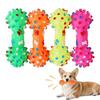 Vinyl Dumbbell Dog Chew Toy Squeaky Bite Resistant Pet Teething Cleaning Interactive Toy Boredom Relief Spiky Dumbbell Shape Puppies Toy