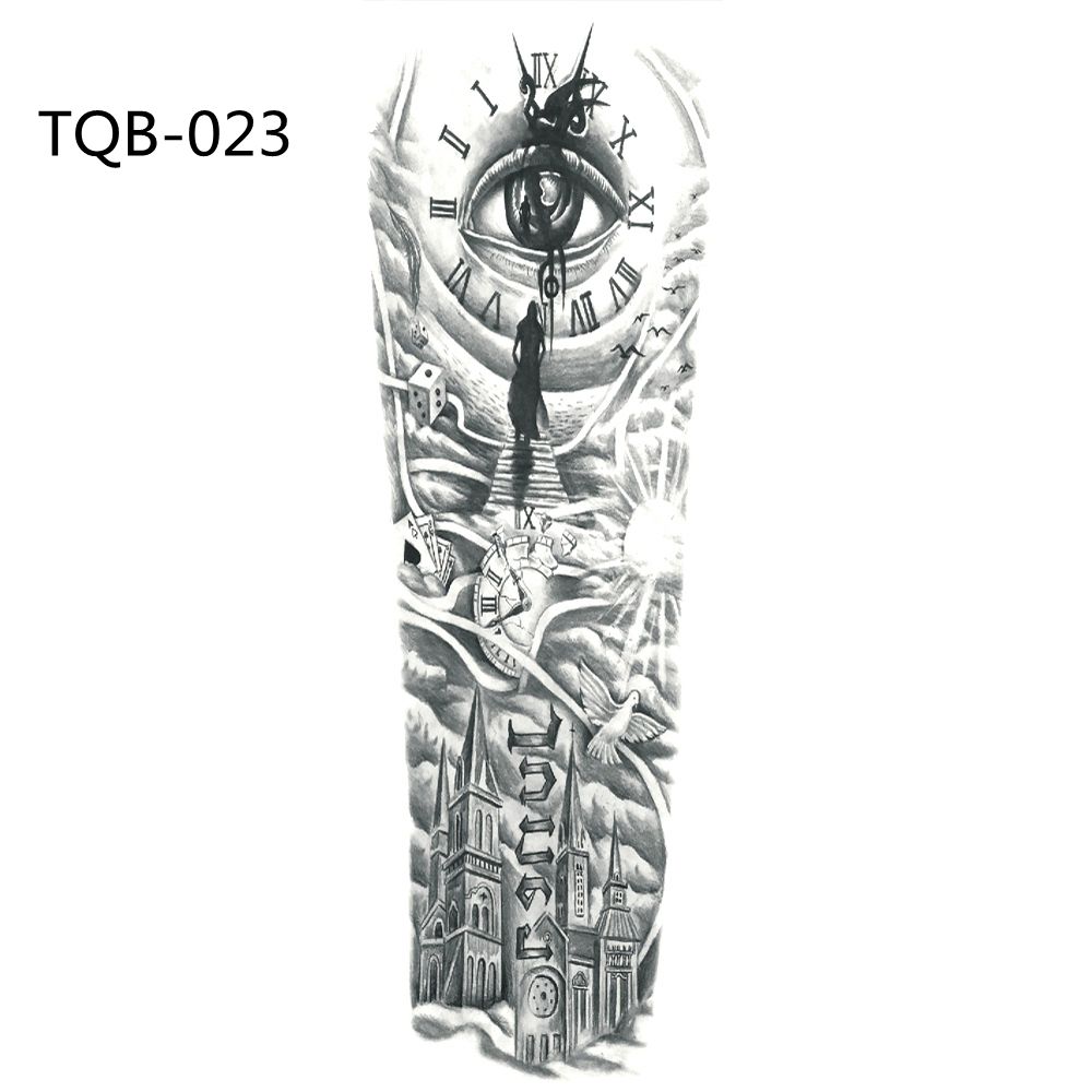 Beauty Fake Tattoos Waterproof Tattoo Sticker Temporary Decal Large Leg Full Arm Tiger Eye Clock