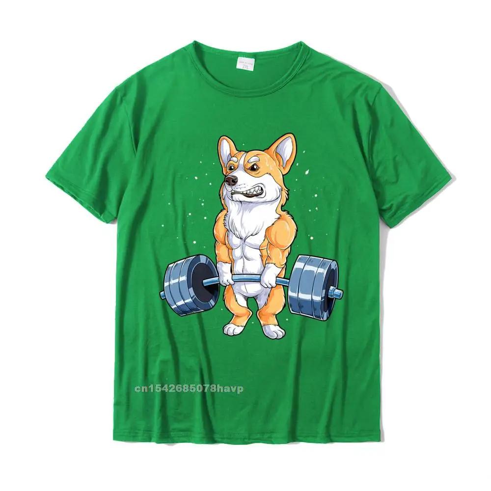Corgi Sollevamento Pesi Divertente Stacco Uomini Fitness Palestra Allenamento Design Maglietta Premium T-Shirt Carino Cotone Maglietta Uomo Hip Hop