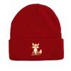 Smiling Fox Winter Knitted Hat Beanie, Animal Woman Cap Windproof Fit Unisex Bobble Hat Knit Cap Beanie