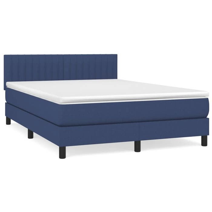 Exclusive House - Slatted Bed Base with Blue Mattress 140x190 Cm Fabric