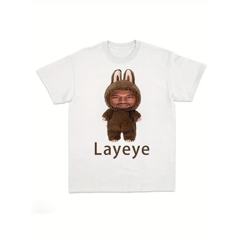 Kanye Face Parody T-Shirt - Layeye Graphic Novelty Tee Featuring Iconic Kanye Design, Casual Short Sleeve T-Shirt, Collectible Pop Culture Apparel
