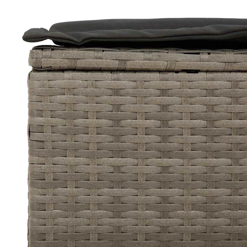 3-teiliges Gartensofa-Set mit Kissen aus grauem Poly-Rattan
