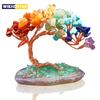 1pc Natural Colorful Crystal Crushed Stone Fengtail Tree Crystal Agate Piece Base Copper Wire Winding Fortune Tree Ornament