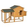 Bantam Chicken Coop with Run and Nesting Box, Weather-Resistant Sealed Fir Wood, Asphalt Roof, Yellow+Green