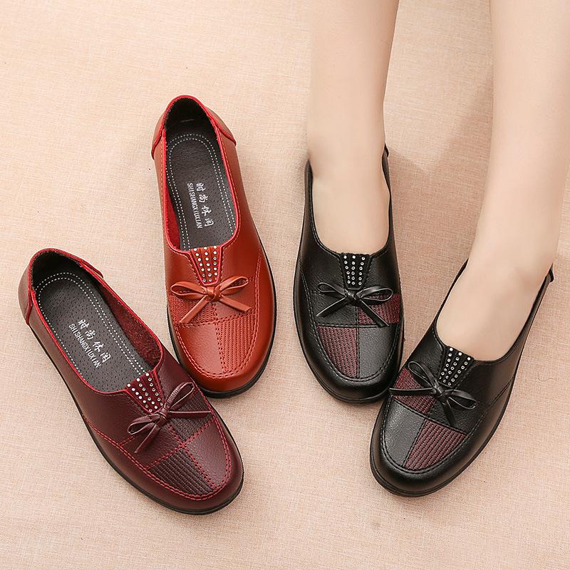 Spring Autumn Women's Flat Casual Single Shoes Comfort Woman Slip On Loafers Shoes Mid Aged and Elderly Mothers Shoes