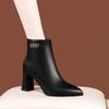 Women's High Heel Soft Leather Ankle Boots, 2025 Autumn Winter Collection, Pointed Toe, Plus Velvet.