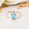 Anello con Pietra Lunare Arcobaleno Ovale in Argento Sterling 925 per Donna