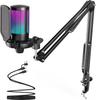 FIFINE USB Condenser Microphone with RGB Lighting, Cardioid Polar Pattern, Plug & Play, for PCPlayStation, USB-C To USB-A Cable, One-Touch Mute,