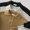 Höst Vinter Herrtröja Knapp Nedvikt Krage Lång Ärm Topp Retro Stickad Tjock Varm Enfärgad Pullover Stretchig Vardagsklädsel Stickade Kläder