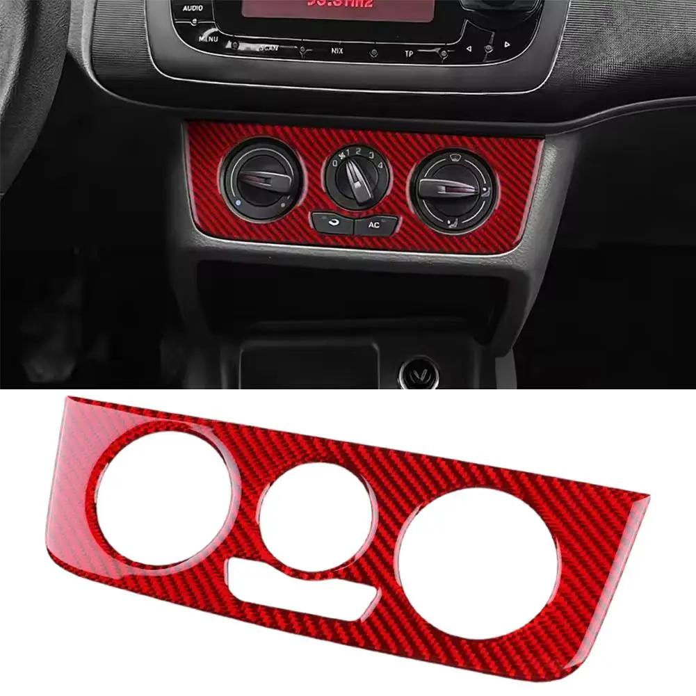 For Seat Ibiza 6j 2009 2010 2011 2012 2013 2014 Real LHD Control Sticker Fiber Frame Trim AC Soft RHD Central Panel Carbon B3R4
