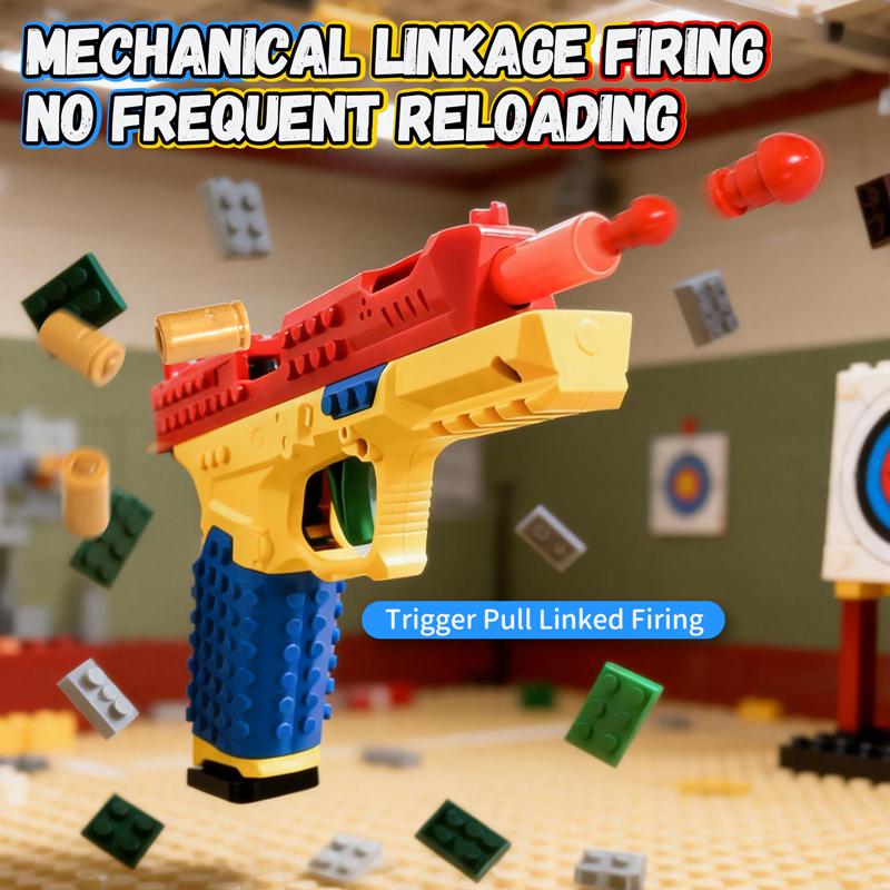 Building Block Toy Gun Auto Firing Eject Shell Blowback Soft Bullet Pistol Empty Hanging Outdoor Cs Game For Boys Adults Gift