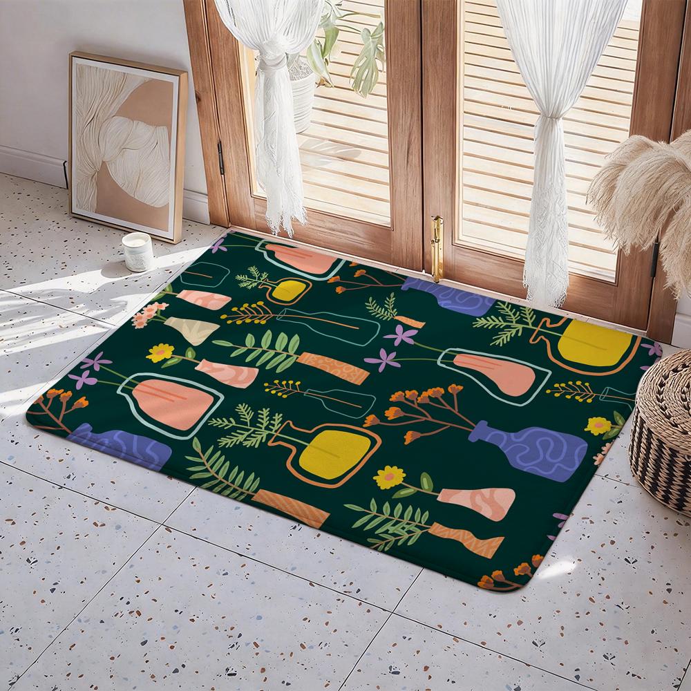 Abstract E Eyes Floor Mat Eco Flannel Doormat Non Slip Odorless Indoor Floor Rug Soft Short Plush Home Mat