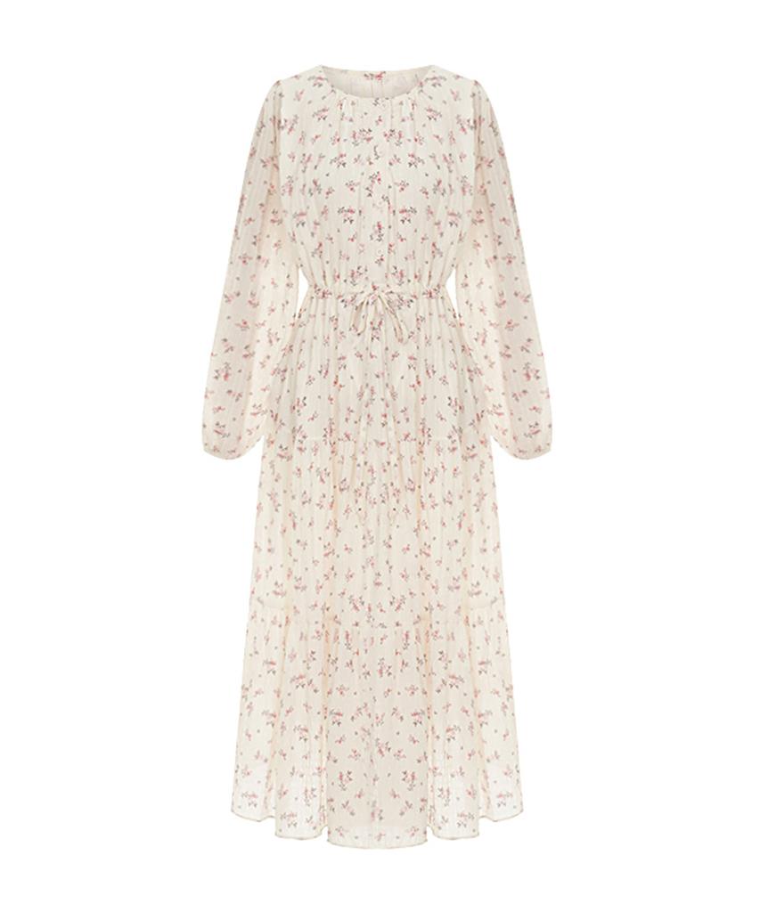 Sally Chiffon Flower Button Long Dress_I6A-Cop002