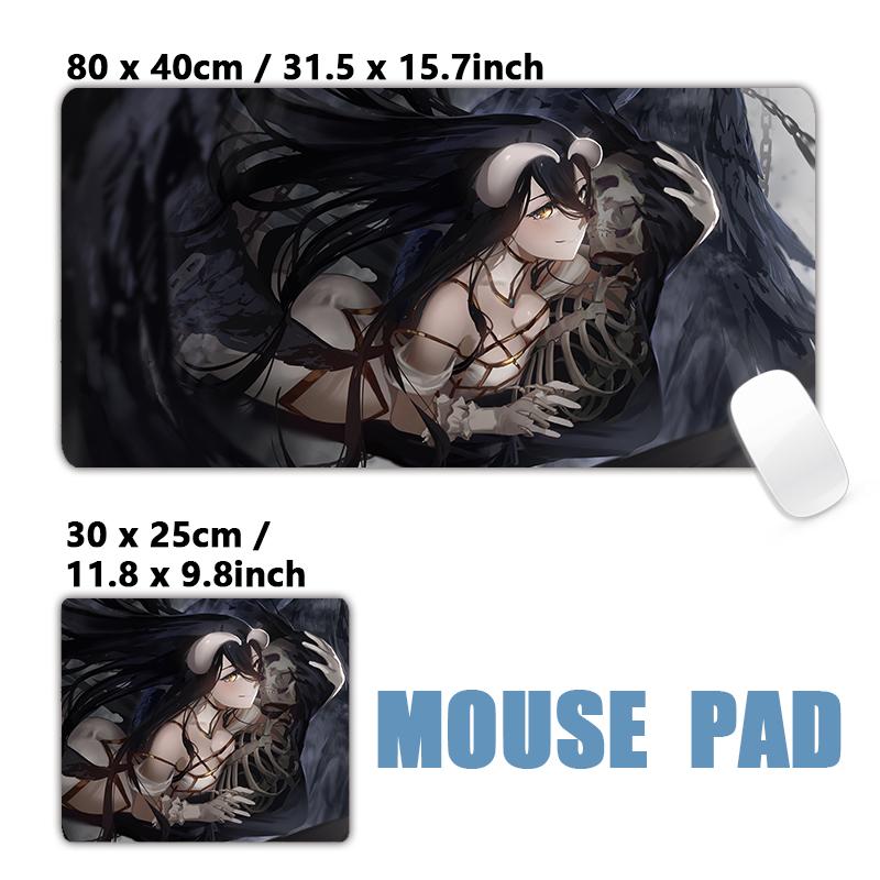 Nieuw Ontwerp Japanse Anime Overlord Schedel Ainz Ooal Gown Albedo Sexy Meisjes Zwarte Muispad Muismat XXL Toetsenbord Bureau Mat