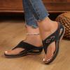 Metalen Decor Wiggen Slippers voor Dames 2025 Zomer Casual Clip Teen Teenslippers Vrouw Comfort Antislip Strand Slides Plus Size