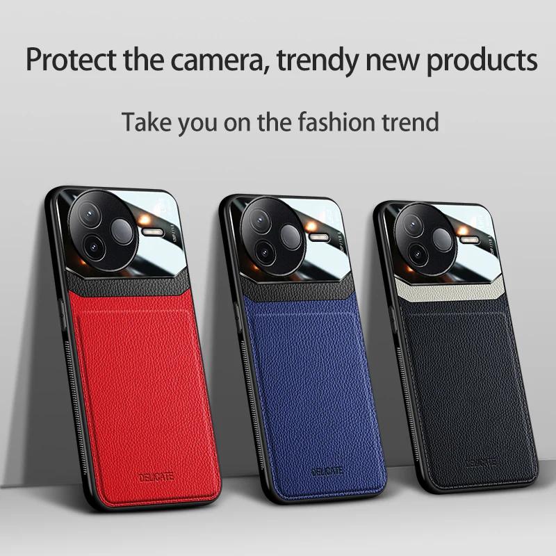 EUCAGR Acrylic PU Leather Case For Xiaomi Redmi K80 K70 K60 K50 K40 Pro K70Ultra Camera Protect Phone Back Cover Frame Coque
