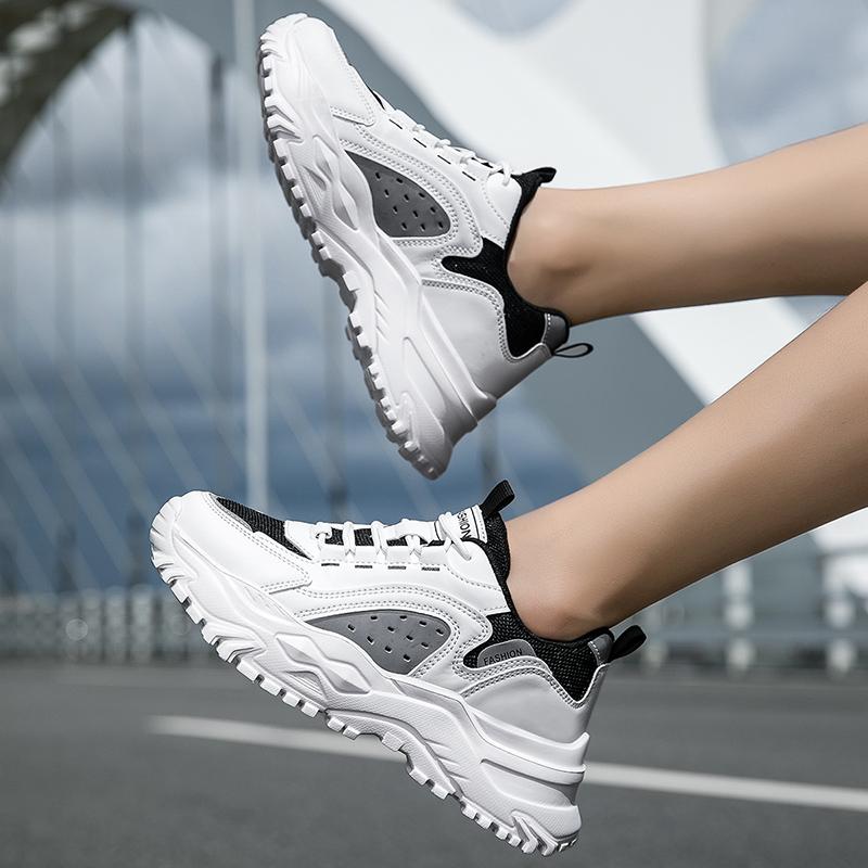 TUINANLE White Black Chunky Sneakers Women Thick Bottom Dad Shoes