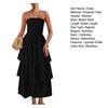 Lady Strapless Dress Off Shoulder Backless Sleeveless Beach Dress Layered Ruffle Scattered Hem