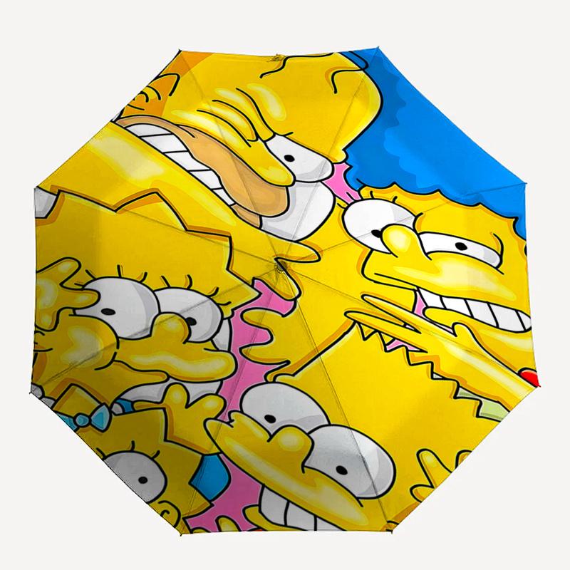 The Simpsons Family Collage Automatic Opening Folding Umbrella 8 Bone Iron Frame, Suitable for Fans, Travel, Daily Use, and Gift Giving01040