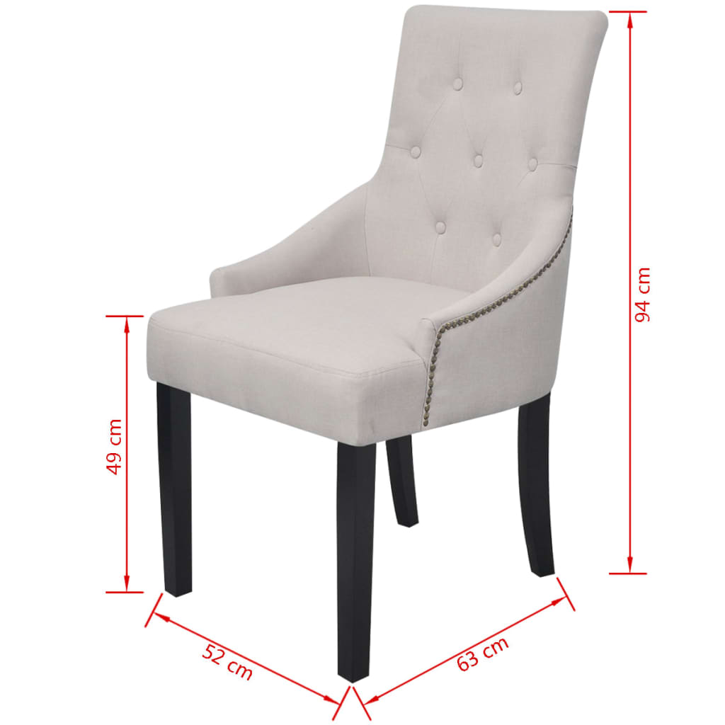 Dining Chairs 2 pcs. Cream Gray Fabric