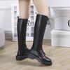 New Women's Mid Calf Boots Padded Shoes Knee High Winter Sneakers Punk Style Military Casual White Black Lucury Platform Woman