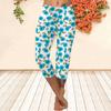 Long Pants, Summer Short Leggings, Short Tight Pants, Plus Size Leggins Women's Slim Fit 3D Blue Floral Printed Pants