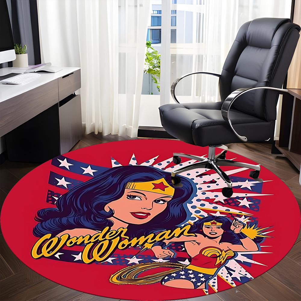 1pc Wonder Woman Office Round Area Rug, Under Office Chairs Bedroom Living Room Home Decor, Room Deco, Available In Various Sizes