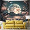Peaceful Cherry Blossoms And Moon Scenery Tapestry Bedroom Living Room Dormitory Polyester Fiber Wall Hanging