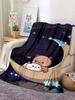 Cute Bubu And Dudu Series Blanket Cartoon Print   Warm Flannel Soft Comfortable Home Travel Blanket Bed Blanket Birthday Gift
