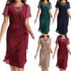 Dámské letní šaty Slim Fit šaty Jednobarevné šifonové šaty s kulatým výstřihem a krátkým rukávem