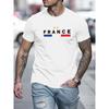 T-shirt Imprimé Style National Français pour Homme, Col Rond Tendance Manches Courtes, Légèrement Extensible, T-shirt d'Été, Convient pour les Sorties Décontractées et les Voyages