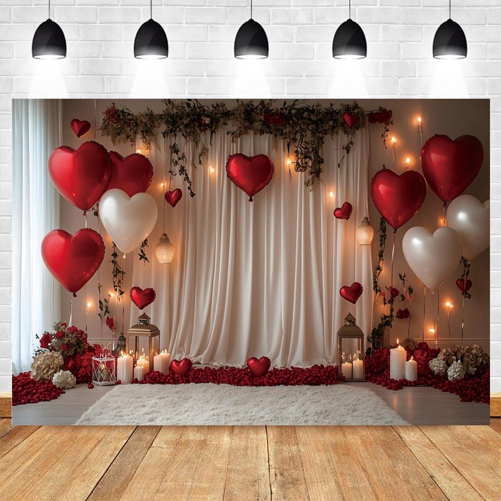Bannière de Fond pour Photographie Bougie d'Amour Rose Rouge Saint-Valentin Romantique, Fond de Studio pour Shooting Photo de Couple en Intérieur