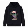 Kids Boys Girls Pullover Hoodie, Cool Cartoon Pigeon With Bruh Cap Boombox Print Casual Long Sleeve Hooded Sweatshirt For Hip Hop Style Loose Fit Dail