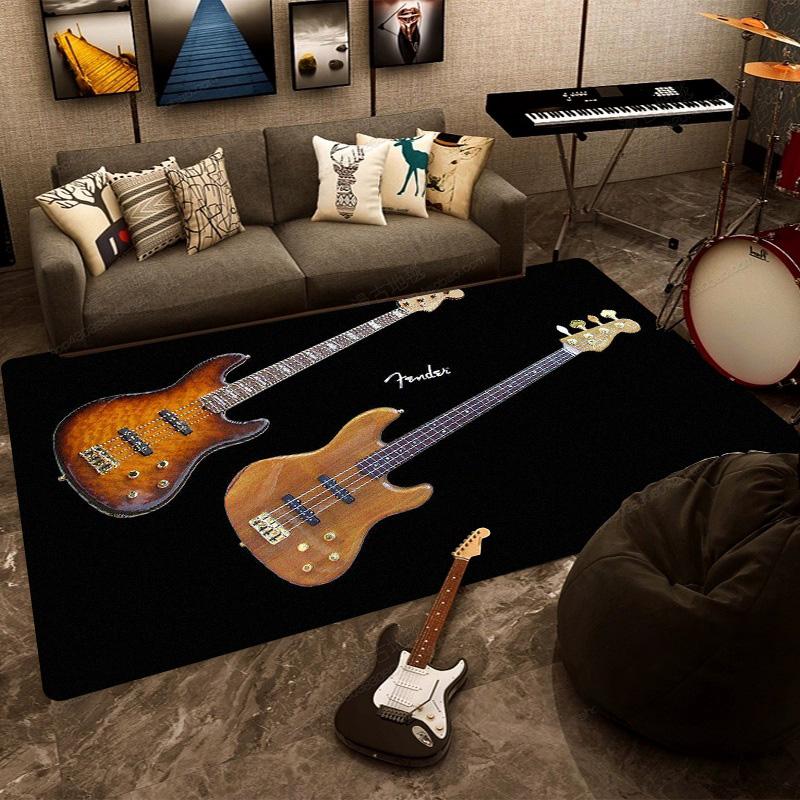 F-Fender Rectangular Carpet Rock Guitar Band Instrument Decoration Speaker Retro Floor Mat Shock Absorption Rugs