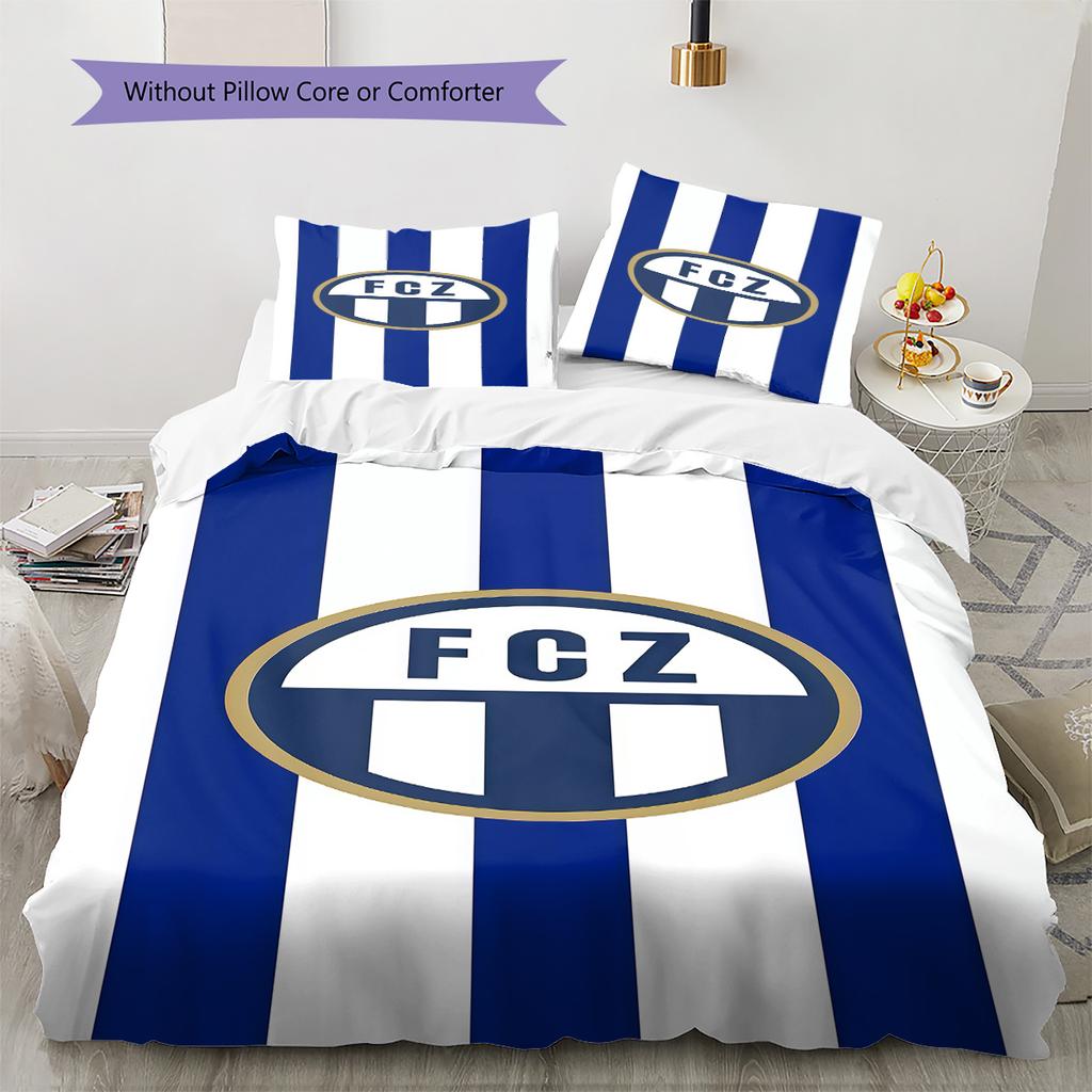 FC Luzern Muster Bettwäsche Steppdecke Set Bettbezug Kissenbezug Heimdekoration Geburtstagsgeschenk (1 Bettbezug + 2 Kissenbezüge, ohne Füllung)
