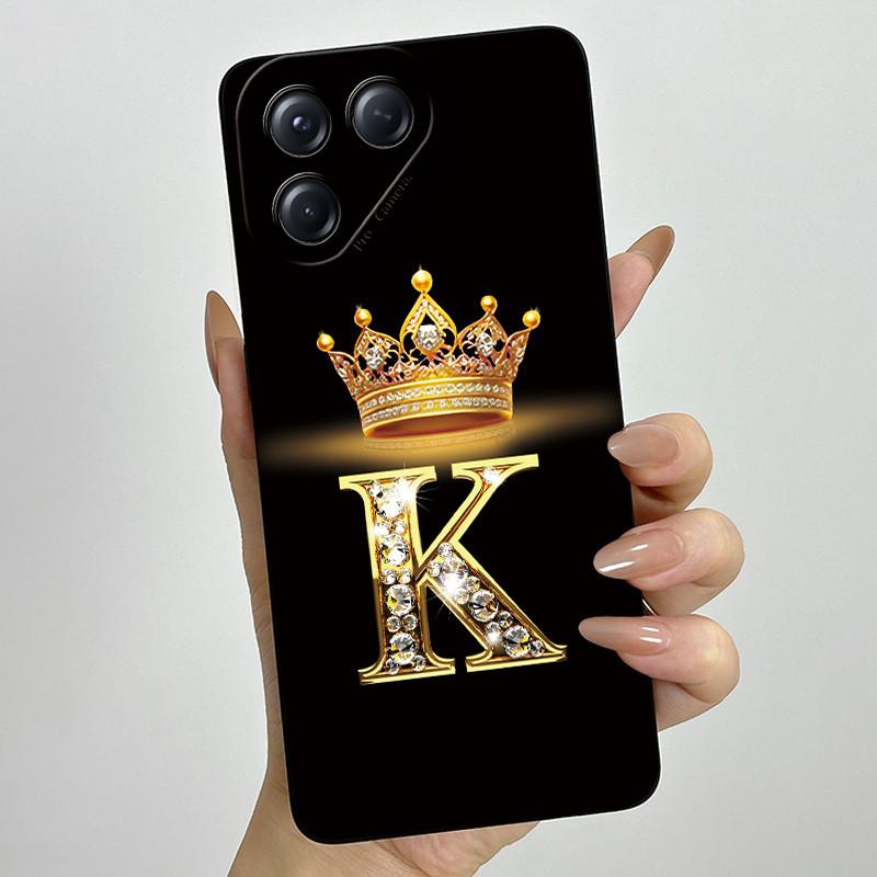 For Tecno Pova 7 Neo Phone Case Crown Initial Letters Liquid Silicone Dustproof Full Protection For Tecno Pova 7Neo Funda Coques