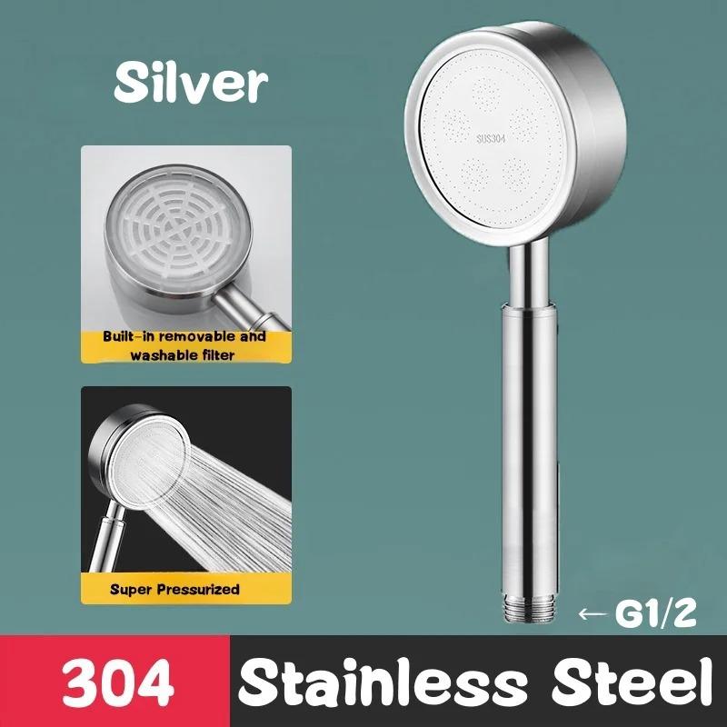Stainless Steel Bathroom Handheld Shower Head High Pressure Water Saving Sprayer Nozzle Supercharged Rainfall Showerheadshower H