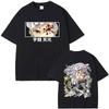 Anime Demon Slayer Uzui Tengen Double Sided Graphic Tshirt Men Women Casual Oversized Crewneck T-shirt Male Vintage Streetwear