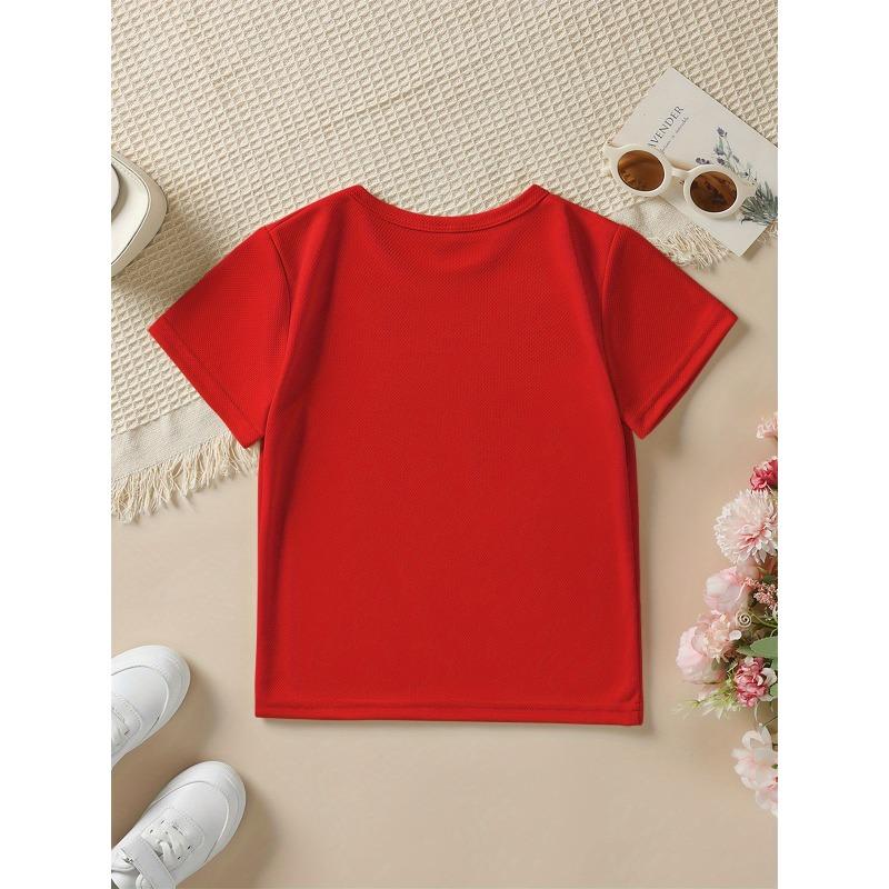 Summer Fashion Short-Sleeve Shirt for Boys with a Merry Christmas Design And Cartoon Print Perfect for Outdoor Casual Wear