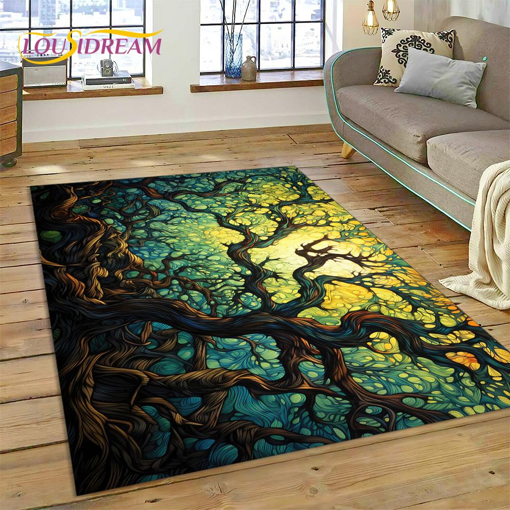 3D Tree of Life Nature Viking Yggdrasil Norse Rug Carpet for Living Room Bedroom Decor,Non-slip Decoration for Sofa Doormat Gift