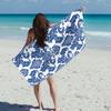 1pc Sandy Retreat Blue Floral Beach Towel, Large Soft Absorbent Beach Blanket, Essential for Beach Vacations Pool Travel Outdoor